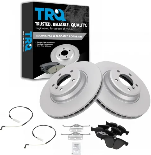 Vista 167 de TRQ Juego de pastillas de freno delantero y rotores con revestimiento de cerámica compatible con Jeep Compass Patriot 2017