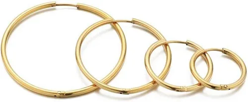 Vista 4 de Aretes de aro Huggie para mujeres y hombres, acero inoxidable quirúrgico 316L, 0.236 in, 0.315 in, 0.394 in, para hombre, aretes de aro