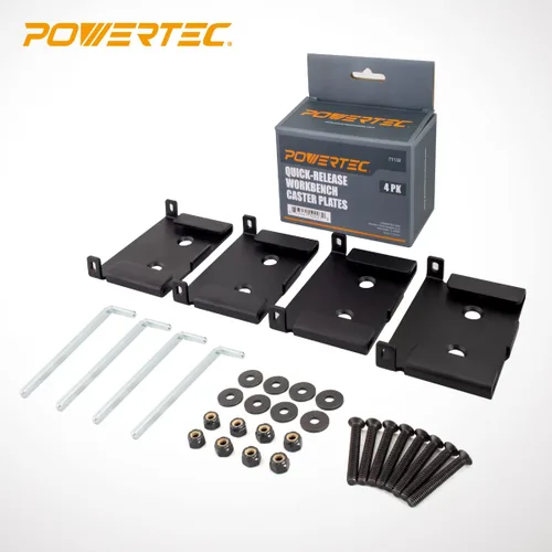 Vista 2 de POWERTEC 71132 Placas giratorias para banco de trabajo de liberación rápida, paquete de 4