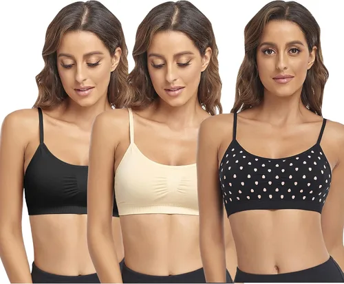 Vista 18 de Litthing Bralettes Padded for Women Cami Strap Bra Seamless Sportsbra Wireless Comfort Yoga Lightly T-Shirt Tank Tops