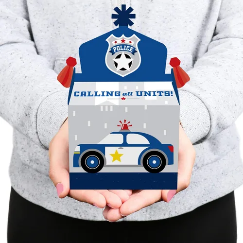 Vista 7 de Big Dot of Happiness Calling All Units - Caja de regalo de policía para fiestas de cumpleaños o baby shower, juego de 12