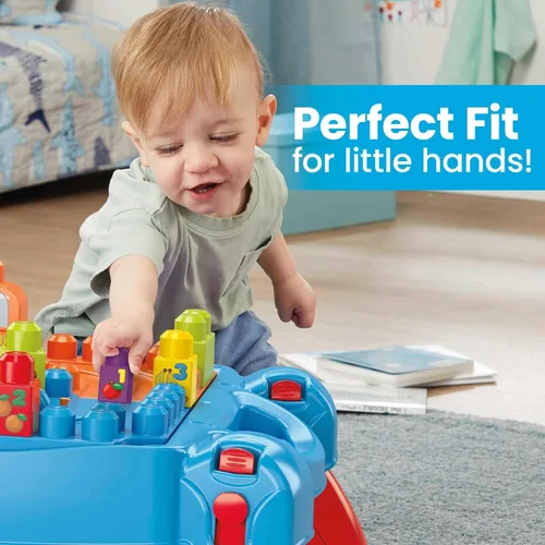 Vista 2 de Mega Bloks First Builders Build 'n Learn - Mesa con bloques de construcción grandes, juguetes de construcción para niños pequeños (30 piezas)
