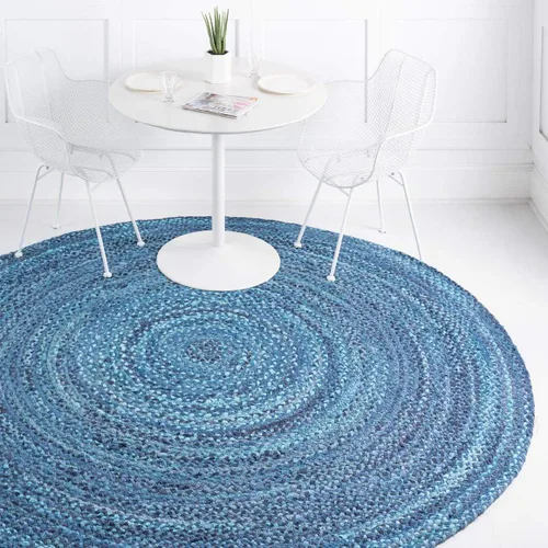 Vista 43 de Unique Loom Colección Trenzada Chindi - Alfombra de área (1 pie 2 pulgadas x 6 pies 1 pulgada, pasillo, multi/azul)