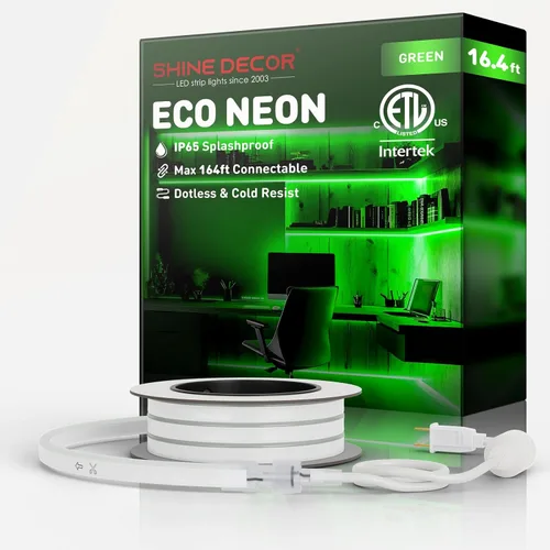 Vista 35 de Shine Decor Tira de luces LED AC 120V, cuerda de neón eco de 120 LED/m sin puntos, conectable y cortable, IP65 impermeable y resistente al clima