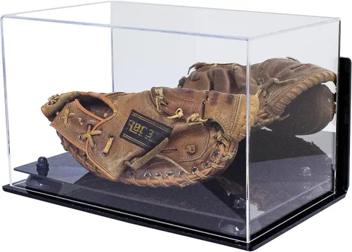 Vista 152 de Better Display Cases Vitrina de guantes de béisbol de acrílico transparente con elevadores negros (A011/V16)