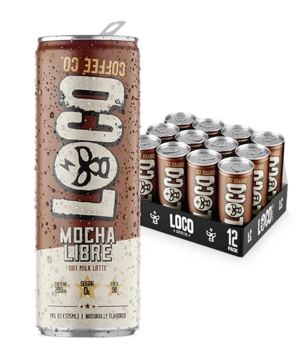Vista 10 de Loco Coffee Black Cold Brew lata de 11 onzas, 12 unidades, cero azúcar, 190 mg de cafeína, sin gluten y sin lácteos, café helado bajo en calorías