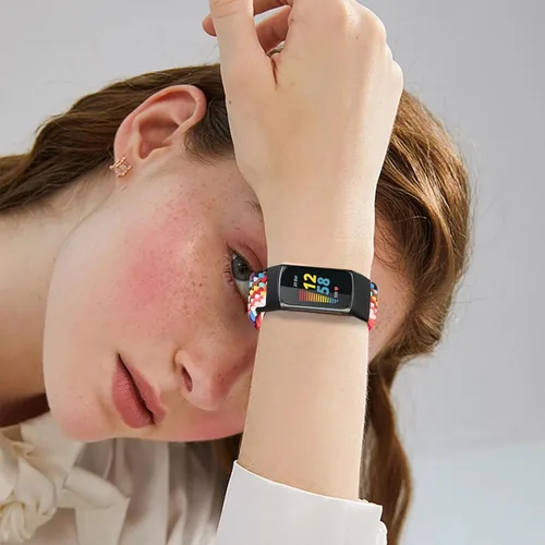 Vista 6 de Bandas elásticas trenzadas para Fitbit Charge 5/Fitbit Charge 6 para mujeres y hombres, correas elásticas de nailon para Fitbit Charge 5/Charge 6