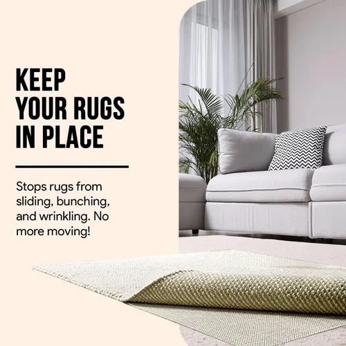 Vista 2 de Agarre Antideslizante para Alfombra de Área 2x3 Pies, Agarre para Alfombra para Pisos de Madera Dura, Laminado, Vinilo, Piedra y Azulejos