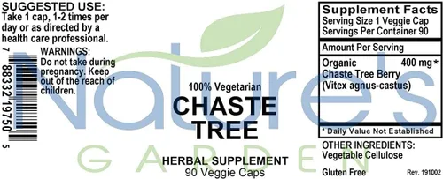 Vista 7 de NATURE'S GARDEN ESSENTIALS Chaste Tree - 90 cápsulas vegetales con 400 mg de casteberry orgánico