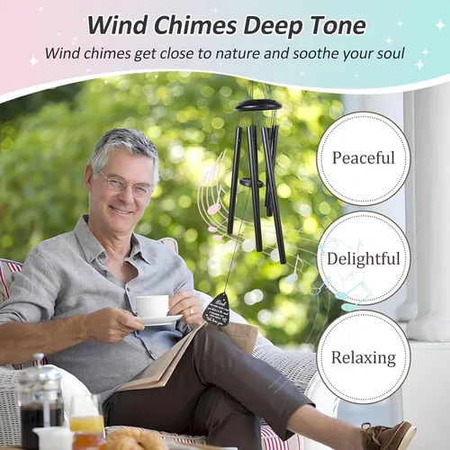 Vista 5 de Regalo para papá, campanillas de viento negras de 25 pulgadas, regalos de cumpleaños para papá de hija e hijo, regalos de papá para el día