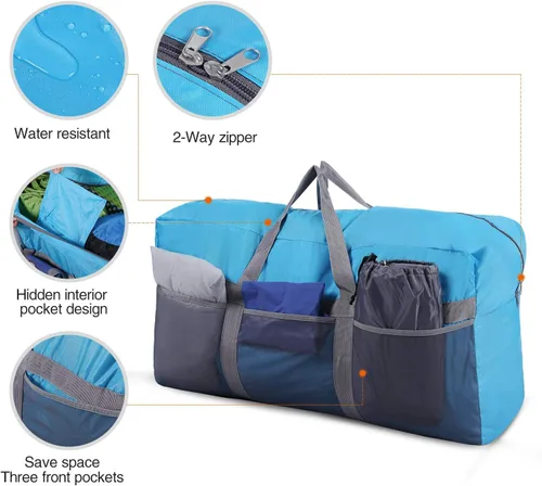 Vista 3 de REDCAMP Bolsa de viaje plegable, bolsa deportiva grande, 75L96L100L, bolsa de asas impermeable ligera