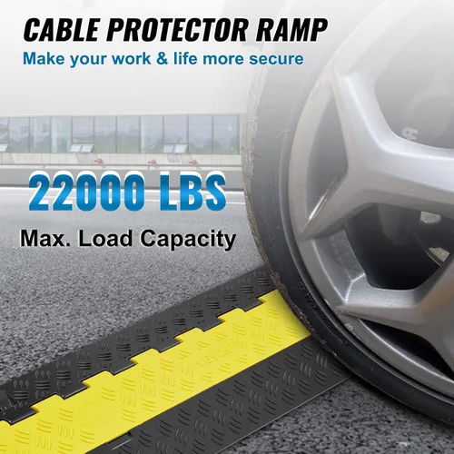 Vista 2 de VEVOR Rampa Protectora de Cables, 2 Canales, Capacidad de 22000 libras/eje, Cubierta Resistente de Cables de Alambre de TPU, Protector de Manguera