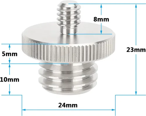 Vista 2 de CAMVATE Adaptador macho de 5/8"-11 a 1/4"-20 macho para trípode nivel láser Bosch