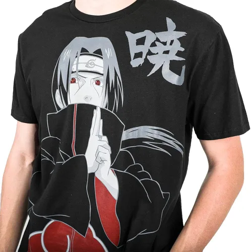 Vista 2 de Naruto Shippuden - Camiseta negra de Itachi con símbolo Akatsuki para hombre