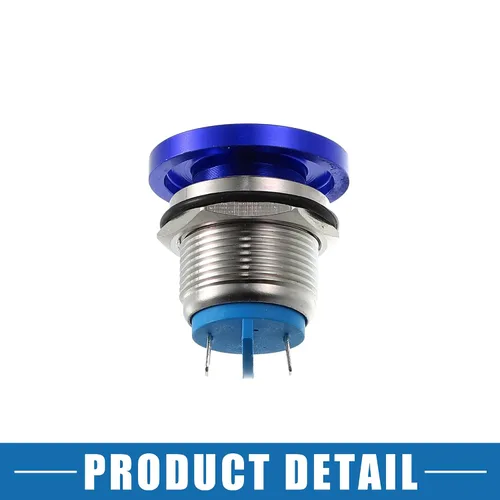 Vista 7 de Impermeable IP65 Momentaria Cabeza de Seta Interruptor de Botón para Coche Metal 0.748 in 3A 250V Botón Interruptor Azul (Juego de 2)