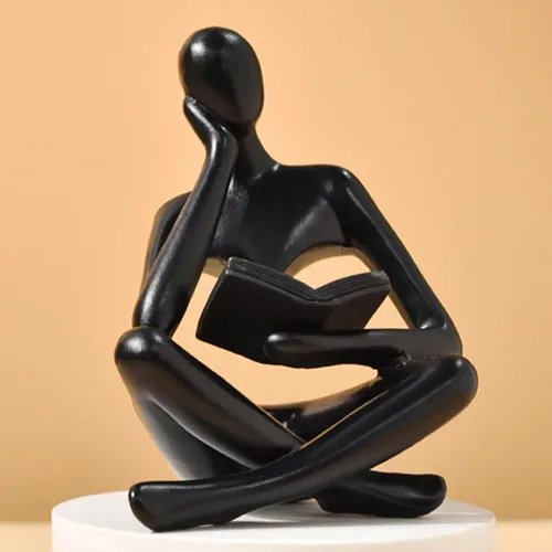 Vista 8 de UTTCMK Estatua de pensador para decoración de estantería, arte abstracto, escultura de pensador, estética, decoración moderna del hogar para sala