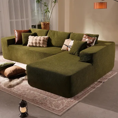 Vista 36 de Sofá modular Cloud de 96 pulgadas con tumbona, asiento profundo en forma de L, moderno sofá cama sin hueso, no requiere montaje, sofás sin hueso