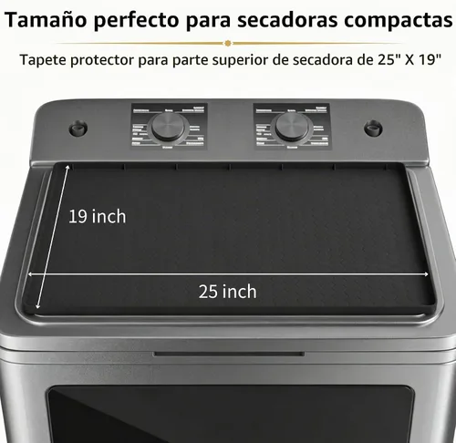 Vista 2 de Alfombrilla protectora superior para secadora, color negro, 25 x 19 pulgadas, silicona, 1 paquete antideslizante