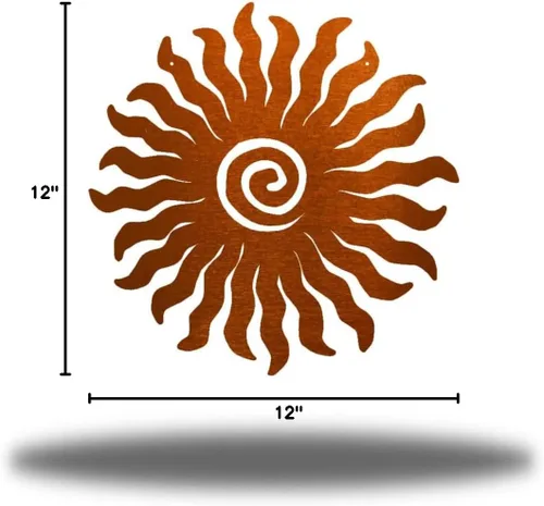 Vista 7 de Riverside Designs Sunburst - Arte de pared de metal para decoración al aire libre, resistente e impermeable, fabricado en Estados Unidos