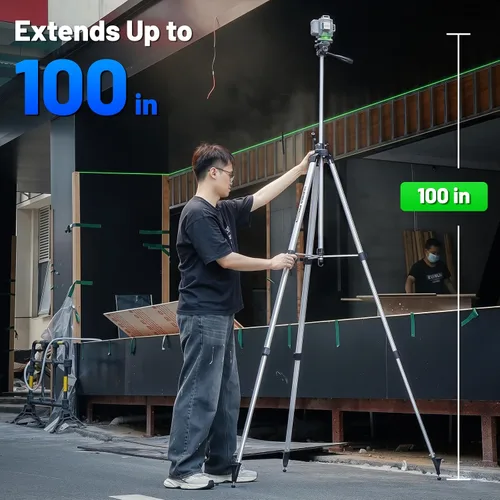 Vista 2 de Huepar Pro PT250 100-Inch Laser Level Tripod, 1/4"-20 & 5/8"-11 Mounts