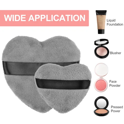 Vista 2 de OIIKI 4 esponjas de maquillaje, esponja de algodón en polvo, para herramientas de maquillaje, licuadora, en forma de amor con correa