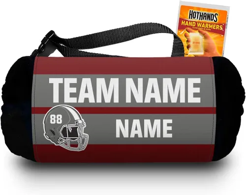 Vista 8 de Calentador de manos para cuarto de espalda, jugadores y potenciadores - Nombre del equipo personalizable y nombre del jugador Rojo