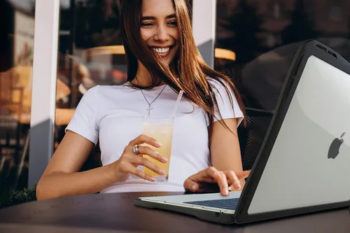 Vista 7 de UZBL Funda para MacBook Air de 13 pulgadas versión 2019 2018, [resistente] bordes protectores delgados de goma con cubierta de policarbonato