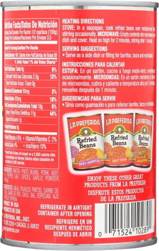 Vista 3 de La Preferida Frijoles refritos, chorizo, 16 oz (paquete - 24)