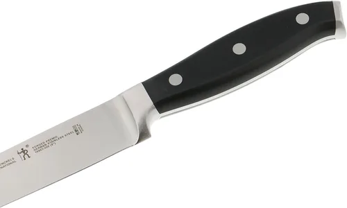 Vista 5 de Henckels Cuchillo Santoku Forjado Premio de Borde Hueco, 5 pulgadas, Negro/Acero Inoxidable