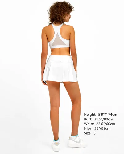 Vista 4 de Stelle Falda de tenis plisada para mujer, falda pantalón de golf de cintura alta con bolsillos internos, pantalones cortos atléticos para deportes