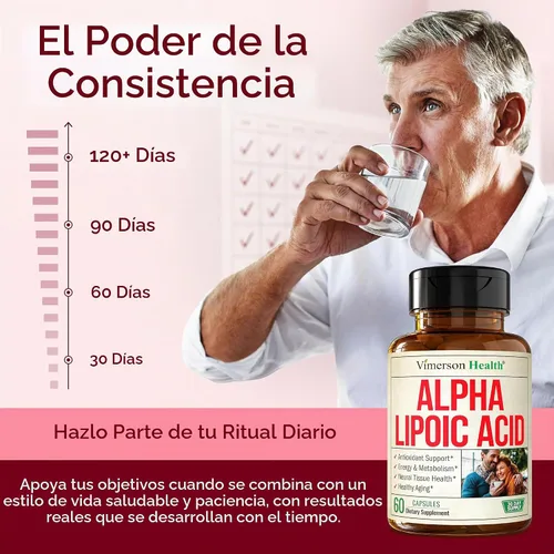 Vista 6 de Ácido alfa lipoico – ALA de alta potencia 650mg para apoyo nervioso 60