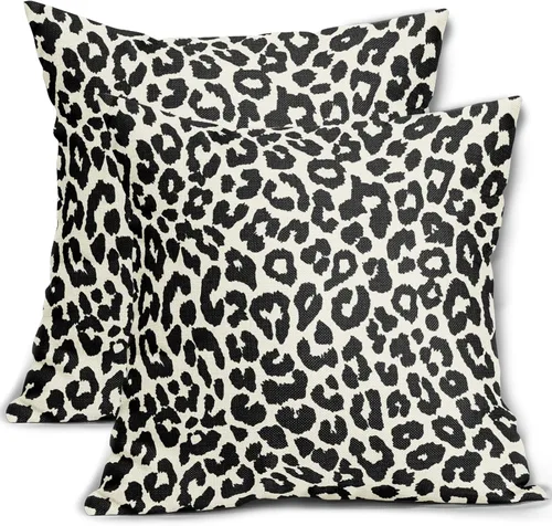 Vista 11 de Juego de 2 fundas de almohada con estampado de leopardo negro de 16 x 16 pulgadas, diseño de animal de guepardo, chinoiserie, fundas de almohada