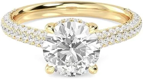 Vista 4 de Anillo de compromiso de diamantes creados en laboratorio de cuatro puntas con certificación IGI de 2.23 quilates redondo blanco de excelente corte