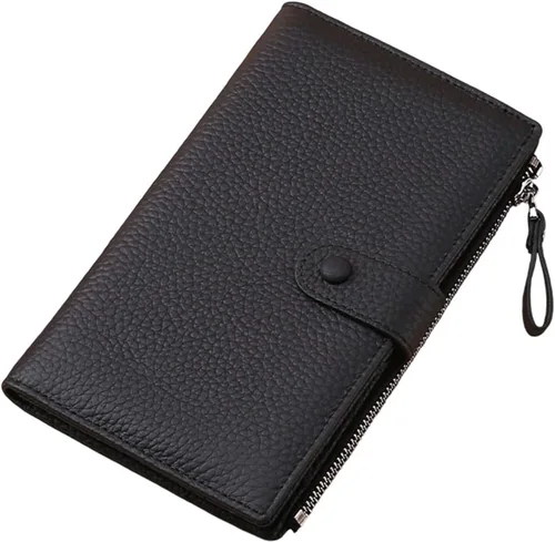 Vista 12 de Cartera para mujer, con cremallera y bolsillo para monedas, con bloqueo Rfid, billetera delgada de cuero para mujer, Beige, Classic