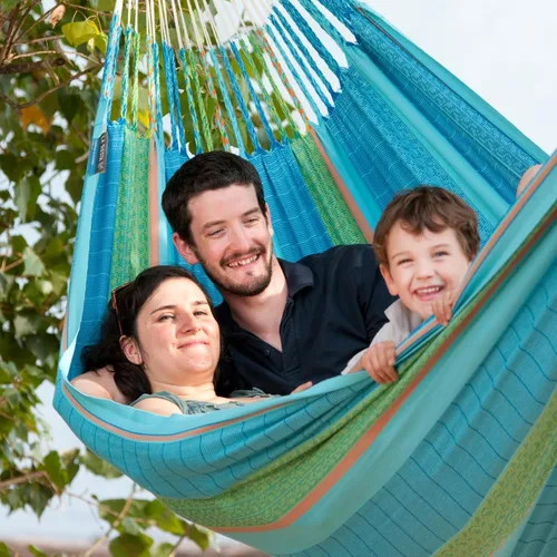 Vista 2 de LA SIESTA Hamaca de flora, transforma tu patio trasero, patio o porche en un oasis de relajación, hamaca de algodón ultrasuave, máximo 440 libras