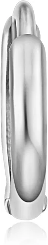 Vista 8 de Aretes Huggie de oro amarillo o blanco real de 14 quilates de 0.059in de grosor (0.315 x 0.315in), Oro de 14 quilates, no conocido