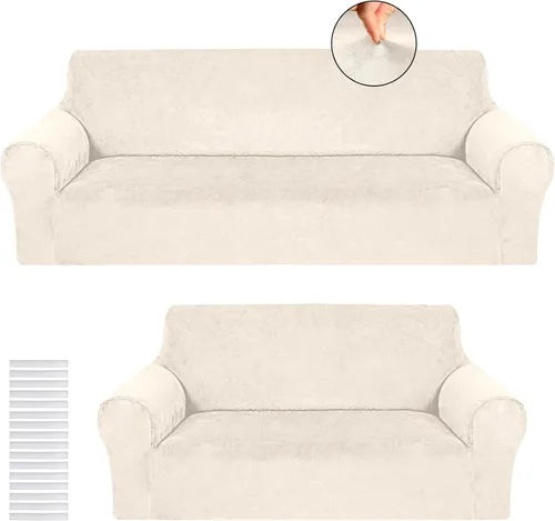 Vista 14 de Peryiter Juego de 2 fundas para sofá de dos plazas Fundas para muebles para sala de estar para sofá, sillón, ajuste elástico, a prueba de arrugas