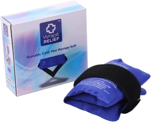 Vista 3 de Bolsa de hielo de gel grande con correa Alivio del dolor caliente/frío para rodilla, espalda, tobillo, cuello y hombro Paquetes de recuperación