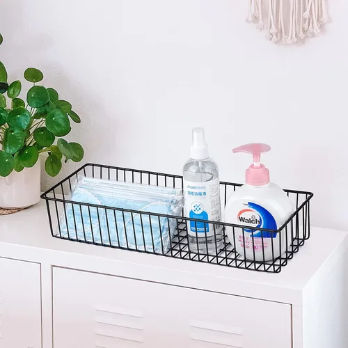 Vista 6 de Farmhouse Decor - Canasta organizadora de alambre de metal (1 unidad), almacenamiento de papel higiénico, organización y almacenamiento para baño