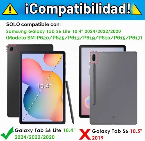 Vista 2 de DETUOSI - Funda para Samsung Galaxy Tab S6 Lite de 10.4" 2024, color negro with 360 Rotatable Stand & Shoulder Strap, Multi-Angle Cover, 3-layer
