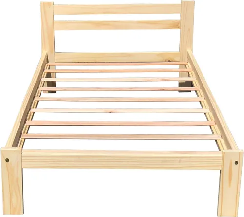 Vista 6 de Amazonas - Cama individual de madera de pino macizo, sin acabar, con soporte de listones, adecuada para niños y niñas, marco de cama de madera, cama