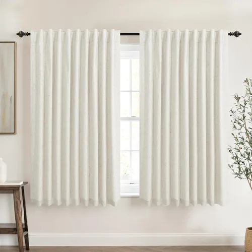 Vista 75 de KOUFALL - Cortinas de medio estilo francés de lino para ventana, juego de 2 cortinas cortas de 40 pulgadas de longitud, para privacidad, cortinas