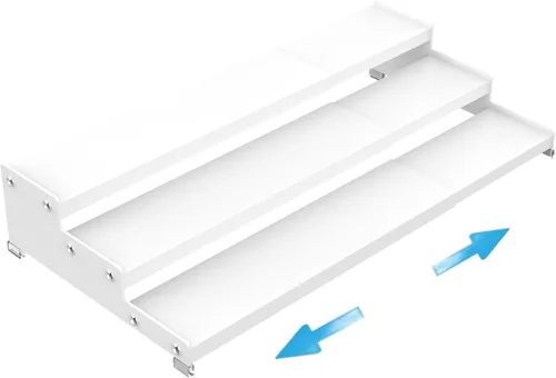 Vista 7 de Organizador expandible para especias con estante de 3 niveles para armario, organización de estantes de condimentos. Ideal para estantes de encimera