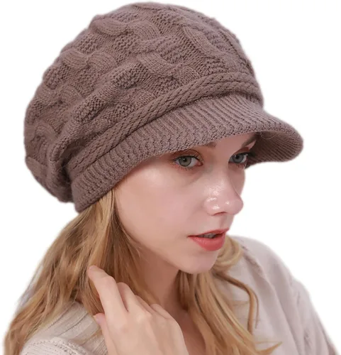 Vista 9 de Gorro de invierno para mujer, gorro de punto holgado con visera para mujeres y niñas