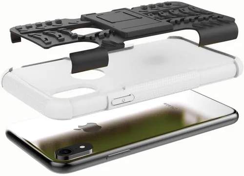 Vista 4 de Asuwish Funda de teléfono para iPhone XR 6.1 con protector de pantalla de vidrio templado, híbrida, resistente, funda protectora para iPhone XR