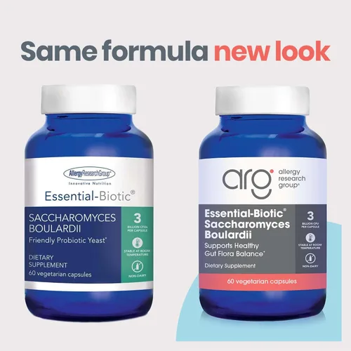Vista 2 de Allergy Research Group - Probióticos Saccharomyces Boulardii para la salud gastrointestinal - Cápsulas de 60 ct 9 Billion CFU Probiotic Yeast for