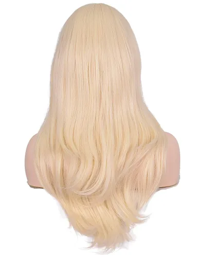 Vista 4 de Morvally - Peluca de cabello sintético lacio y ondulado con flequillo, 23 pulgadas de largo, resistente al calor, para Cosplay, disfraz de Halloween