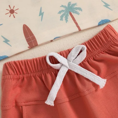 Vista 68 de Ropa de bebé niño sin mangas + pantalones cortos con estampado a rayas con bolsillos, 2 piezas de trajes de verano