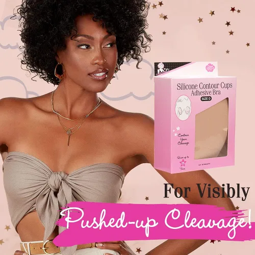 Vista 2 de Hollywood Fashion Secrets Copas de silicona para contorno de pecho autoadhesivas reutilizables hipoalergénicas talla D