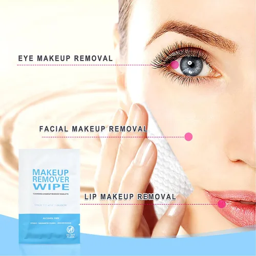 Vista 7 de Paquete de 100 toallitas desmaquillantes individuales a granel, toallitas de limpieza facial envueltas individualmente, paño removedor de maquillaje